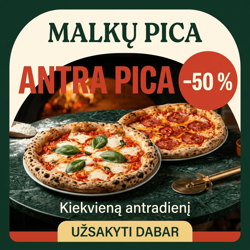 Malkų Pica restorano reklamos koncepcija